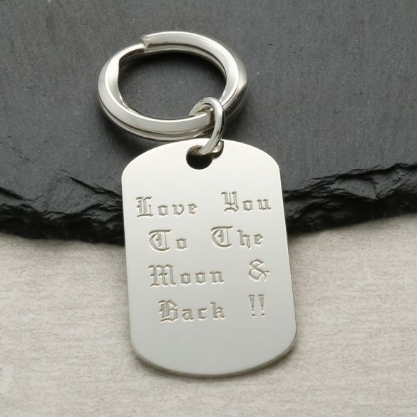 Sterling Silver Personalised Old English Keyring With Optional Engraving - Keyring - Love Silver Jewellery