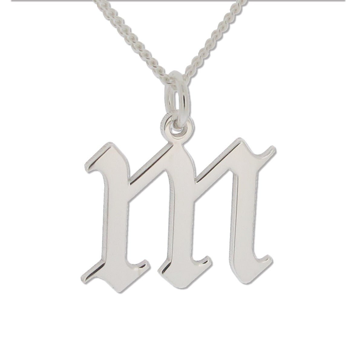 Sterling Silver Gothic Initial And Chain - Love Silver Jewellery