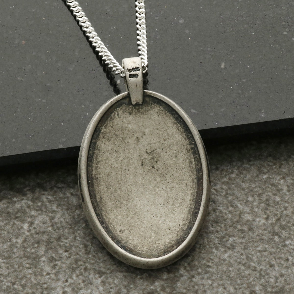 Antique Finish Sterling Silver Oval Cross Pendant With Optional Chain