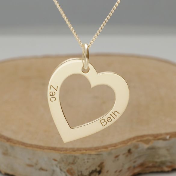9ct Yellow Gold Personalised Heart Pendant With Optional Chain