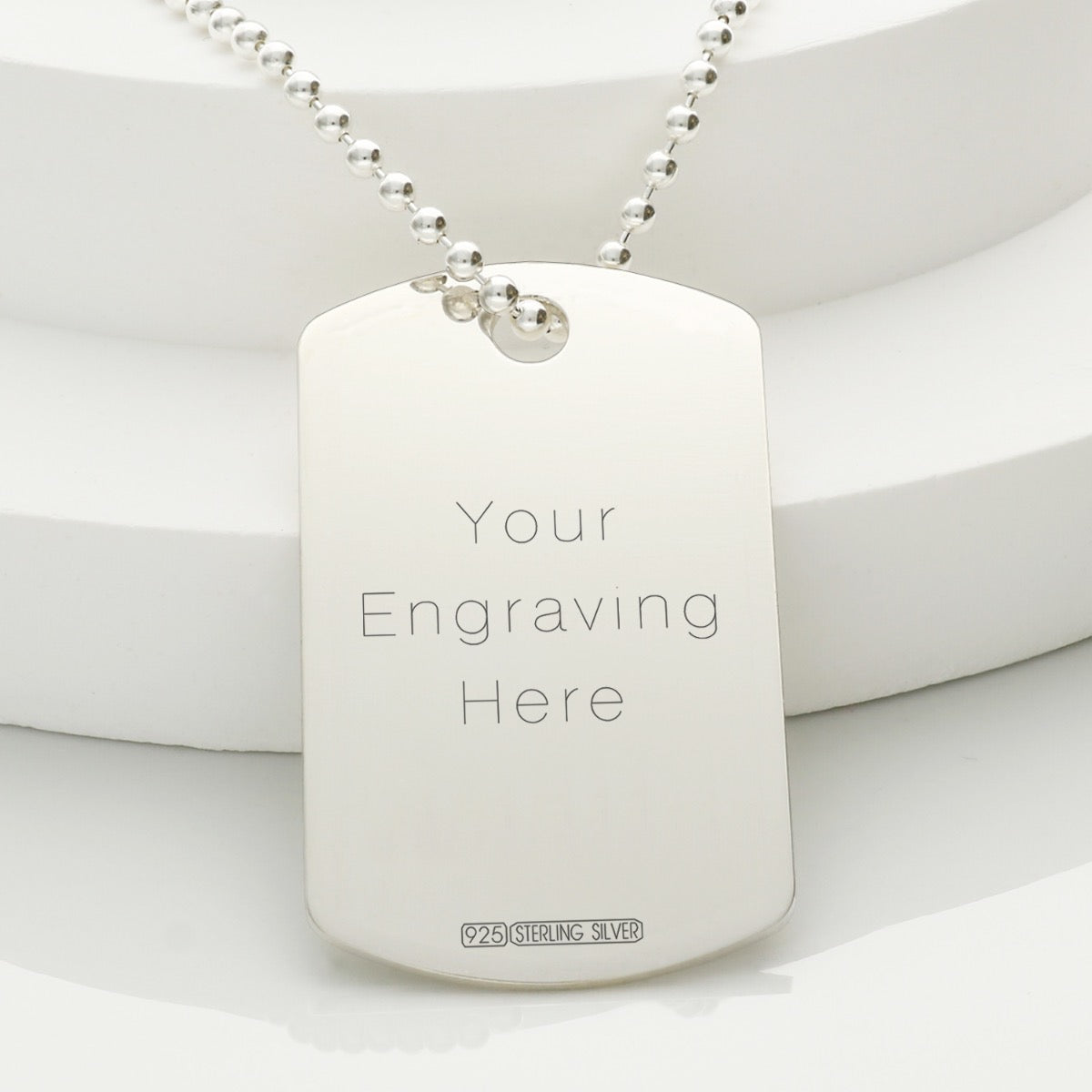 Sterling Silver ICE Medical Alert Cross Large Dog Tag Pendant