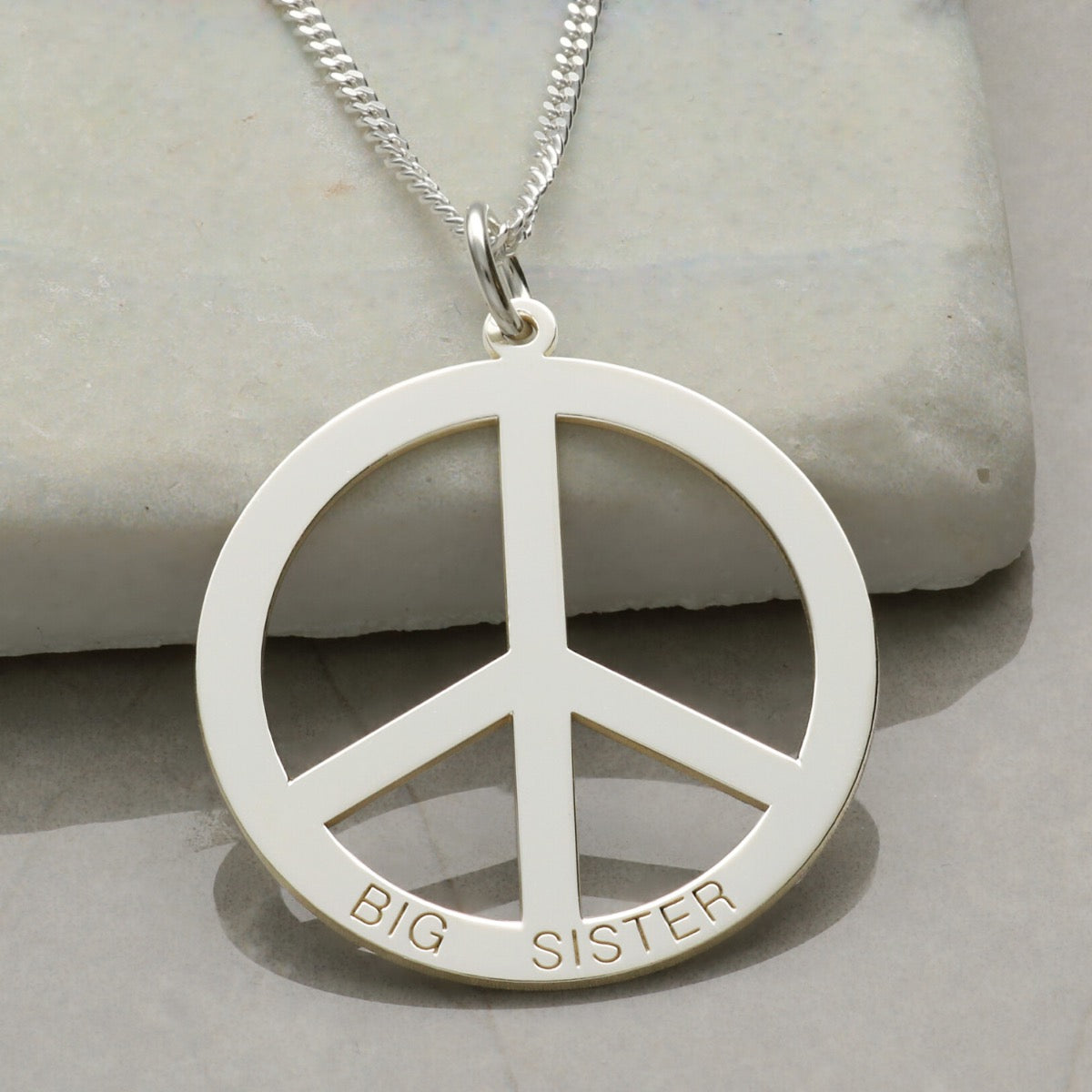 Sterling Silver Peace CND Disc Pendant With Optional Engraving And Chain