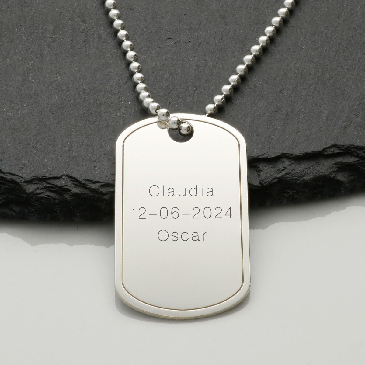 Sterling Silver Personalised QR Code Photo Dog Tag With Optional Engraving