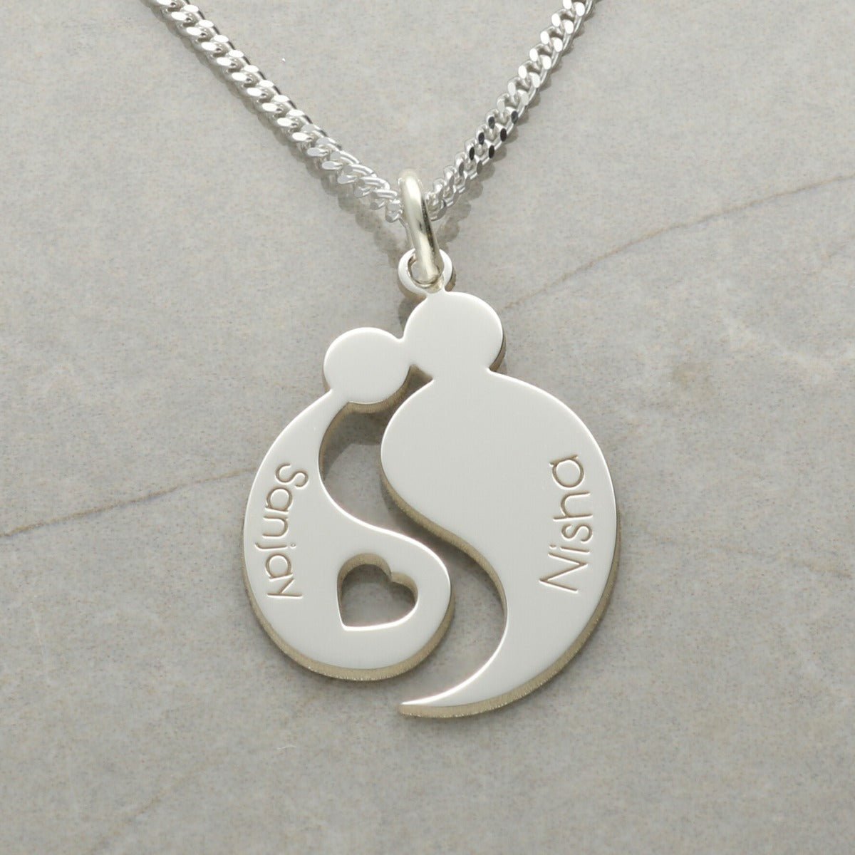 Personalised Mother And Child Necklace in Sterling Silver - Love Silver Jewellery