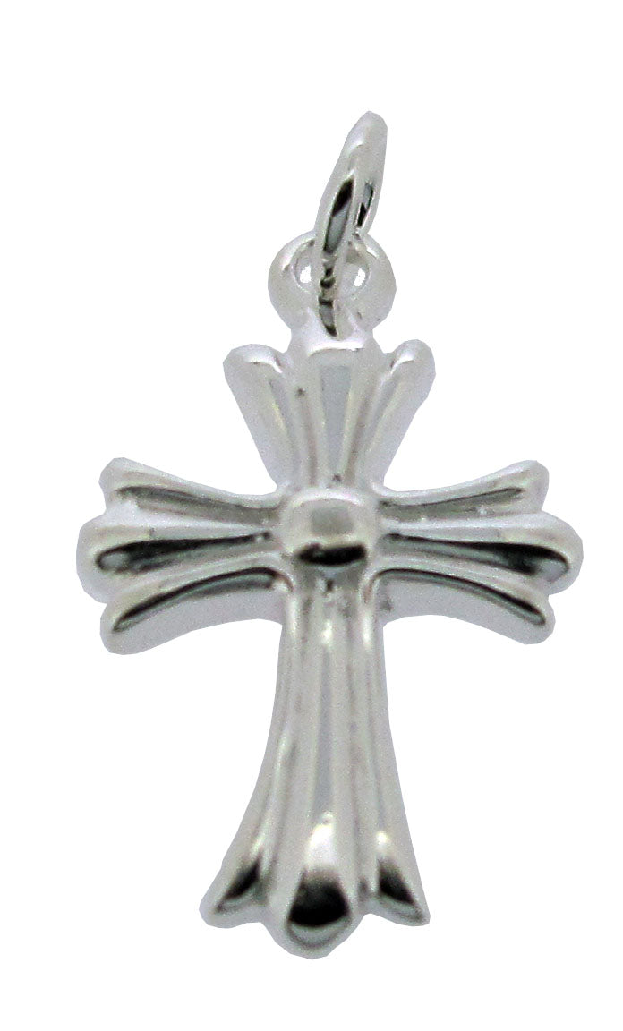 Sterling Silver Raised Centre Ribbon Cross Pendant With Optional Chain - Love Silver Jewellery