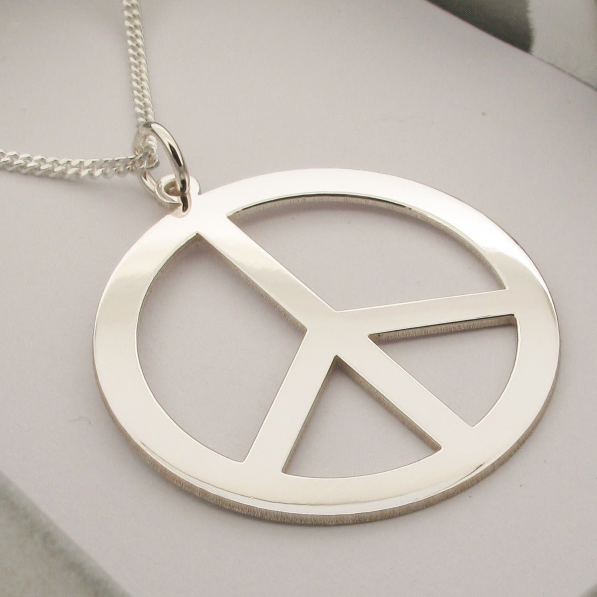 Sterling Silver Peace CND Disc Pendant With Optional Engraving And Chain - Love Silver Jewellery