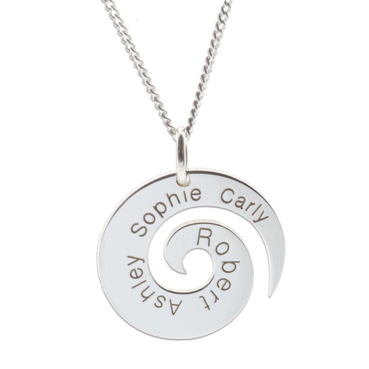 Sterling Silver Personalised Koru Pendant With Chain - Love Silver Jewellery