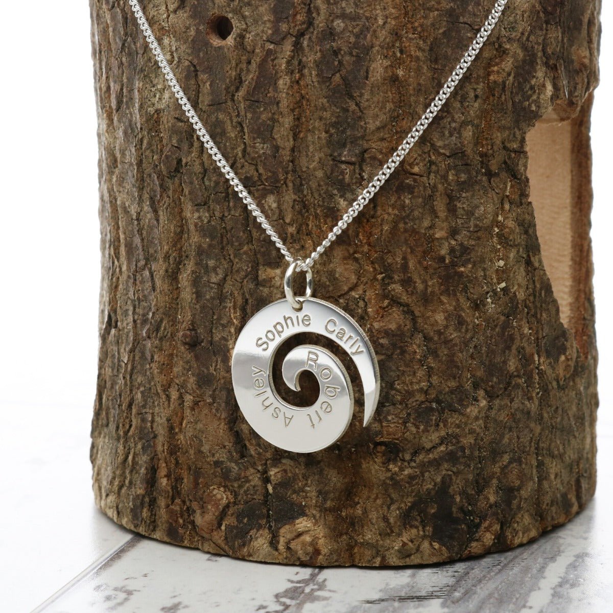 Sterling Silver Personalised Koru Pendant With Chain - Love Silver Jewellery