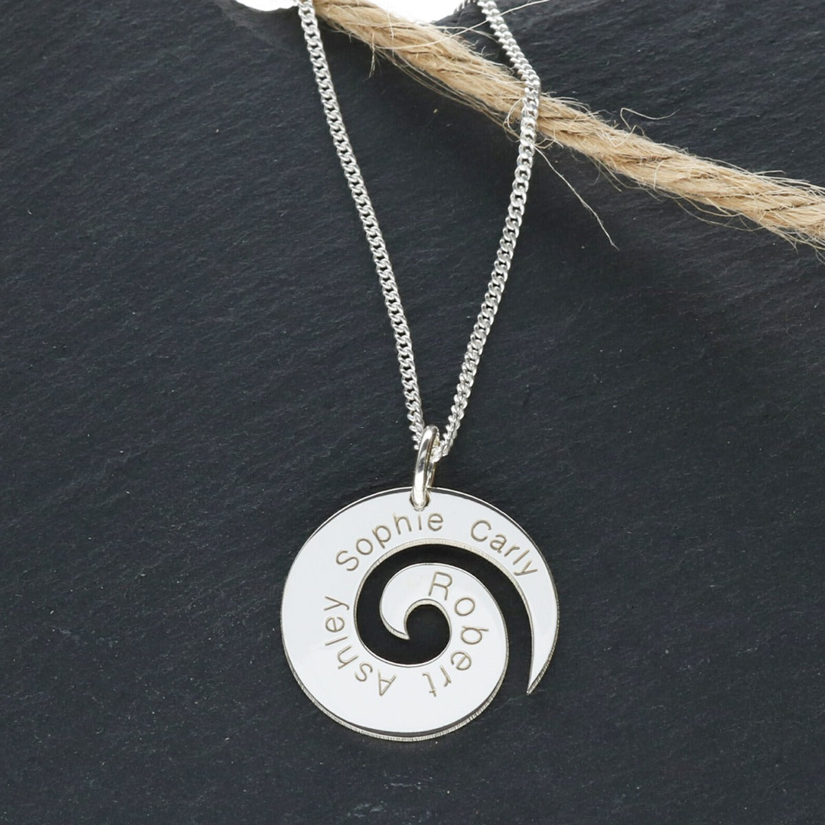 Sterling Silver Personalised Koru Pendant With Chain