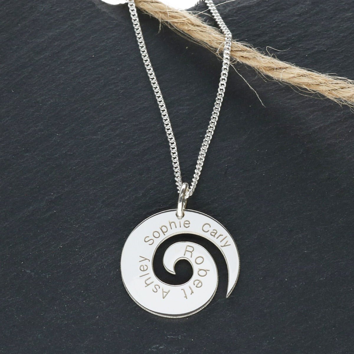 Sterling Silver Personalised Koru Pendant With Chain - Love Silver Jewellery