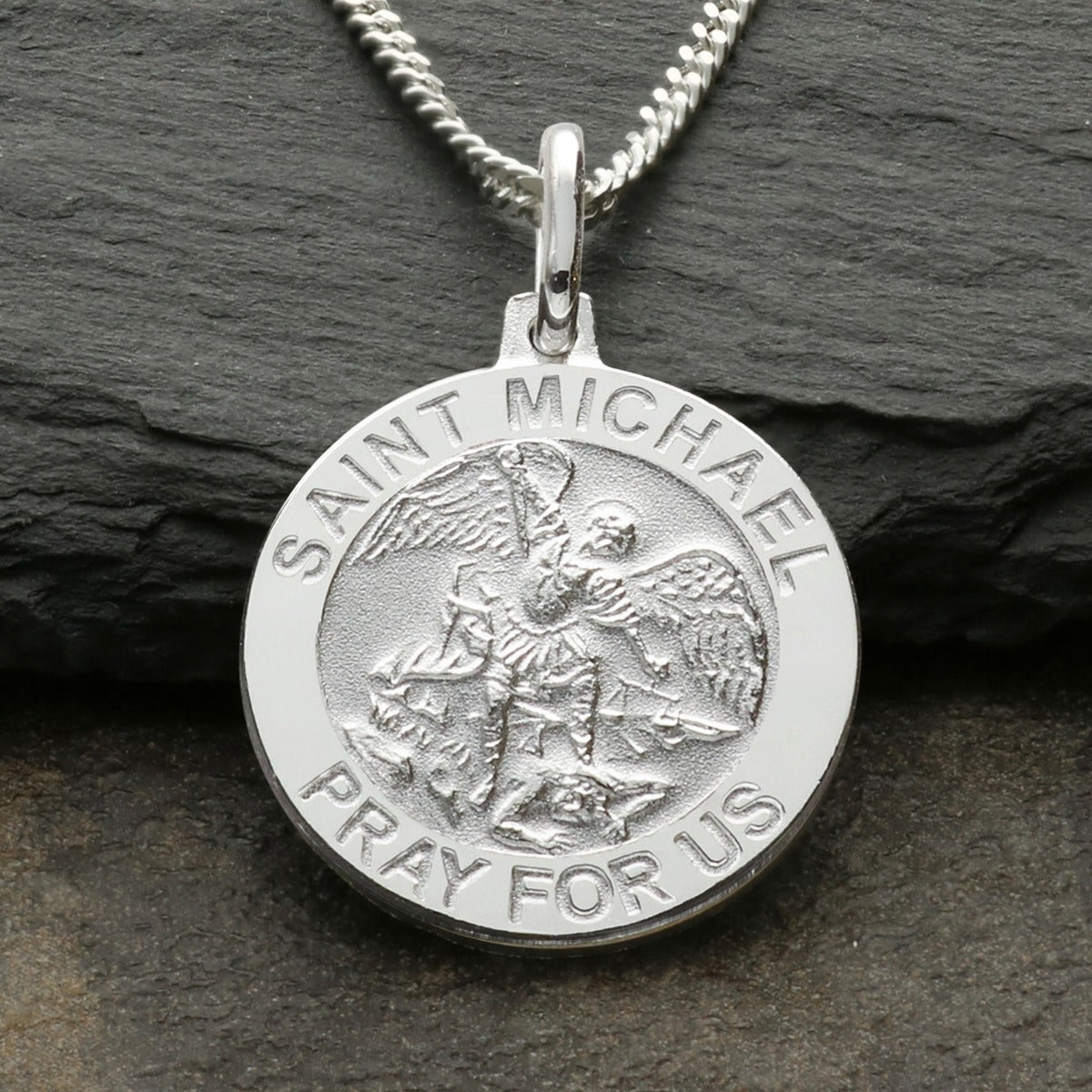 Sterling Silver St Michael Medal With Optional Engraving and Chain