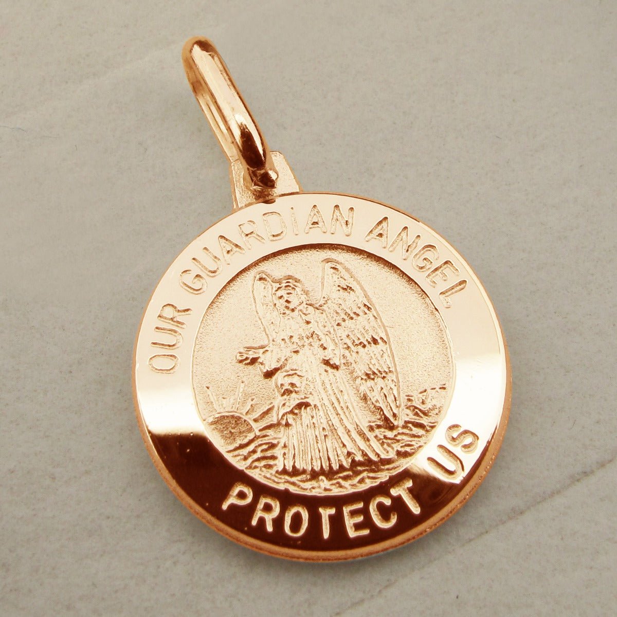 9ct Rose Gold Plated Guardian Angel Pendant With Optional Engraving and Chain - Love Silver Jewellery