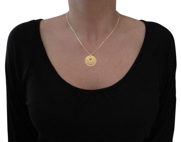 9ct Rose Gold Vermeil Two Disc Cut Out Heart Personalised Family Necklace
