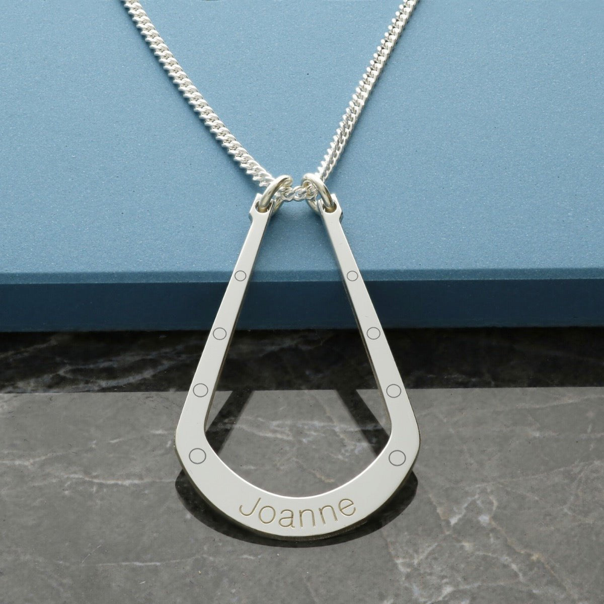 Sterling Silver Curved Ring Keeper Necklace with Personalised Engraving - Love Silver Jewellery