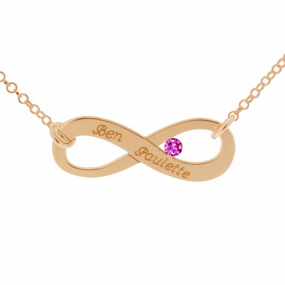 9ct Rose Gold Plated Infinity Necklace With CZ Crystal - Love Silver Jewellery