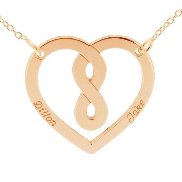 9ct Rose Gold Heart Infinity Necklace - Love Silver Jewellery