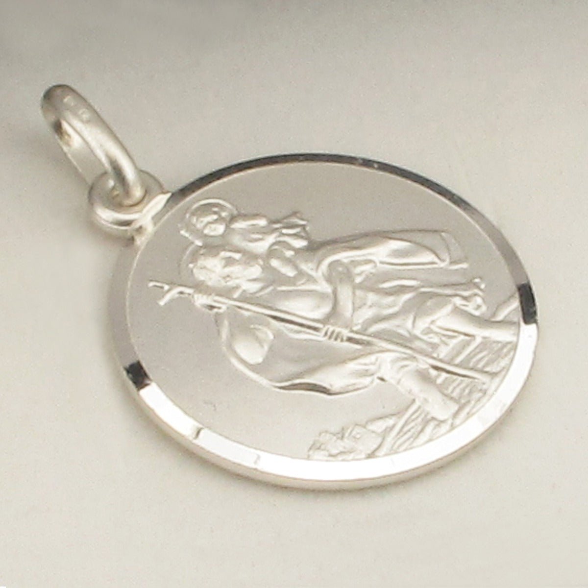 Sterling Silver 16mm St Christopher Pendant With Optional Engraving and Chain - Love Silver Jewellery