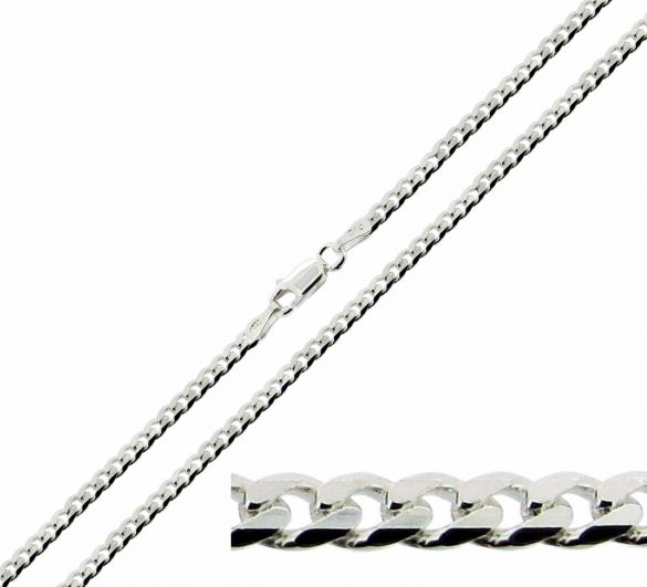 Sterling Silver 3.2mm Diamond Cut Curb Chain - Love Silver Jewellery