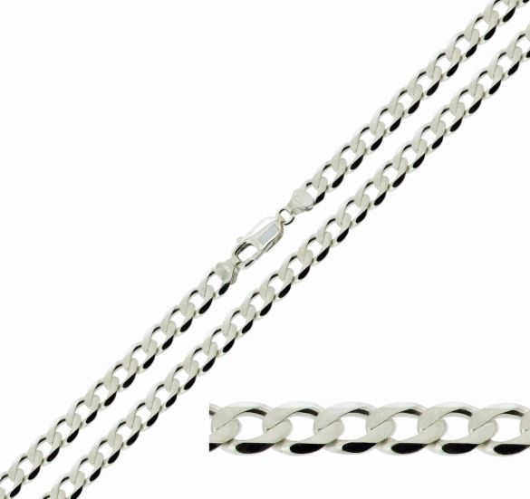 Sterling Silver 4.2mm Diamond Cut Curb Chain - Love Silver Jewellery