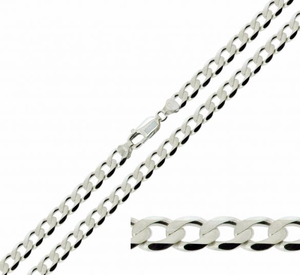 Sterling Silver 5.2mm Diamond Cut Curb Chain - Love Silver Jewellery