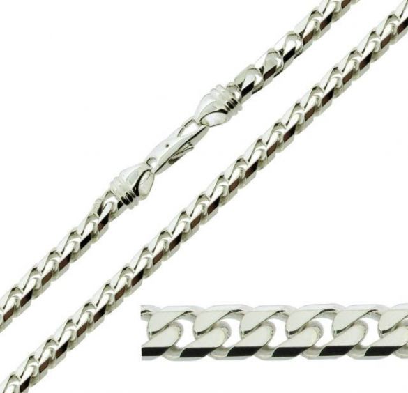 Sterling Silver 7.2mm Chunky Mens Curb Chain - Love Silver Jewellery
