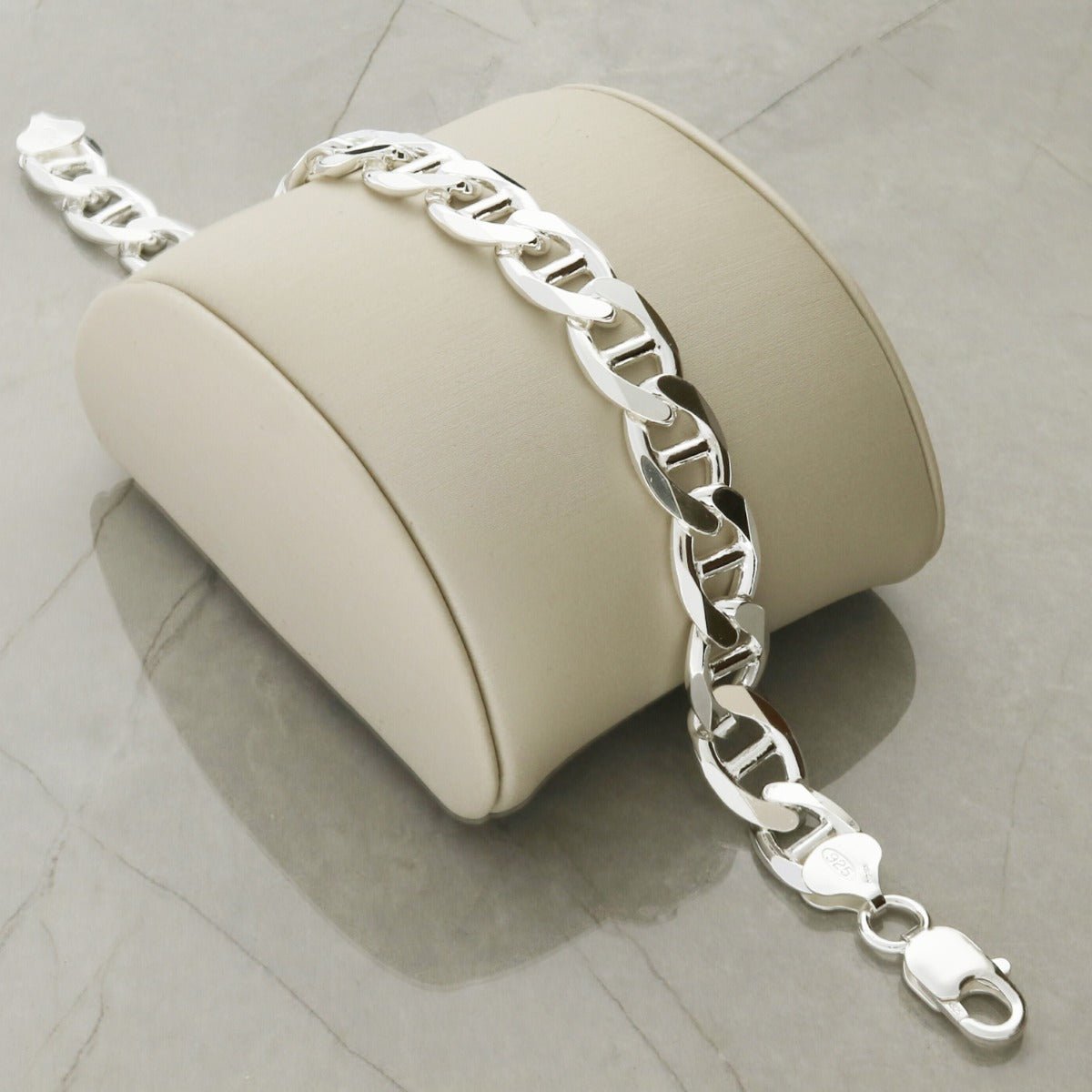 Sterling Silver 10.2mm Mens Anchor Link Bracelet - Love Silver Jewellery