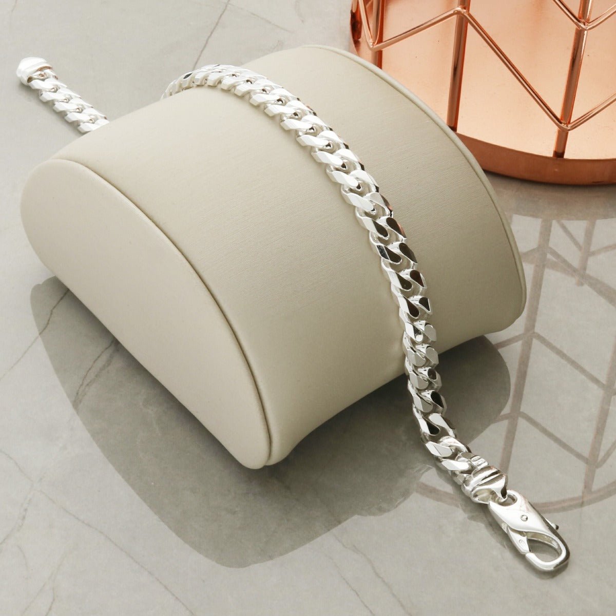 Sterling Silver Mens 6.2mm Curb Bracelet - Love Silver Jewellery