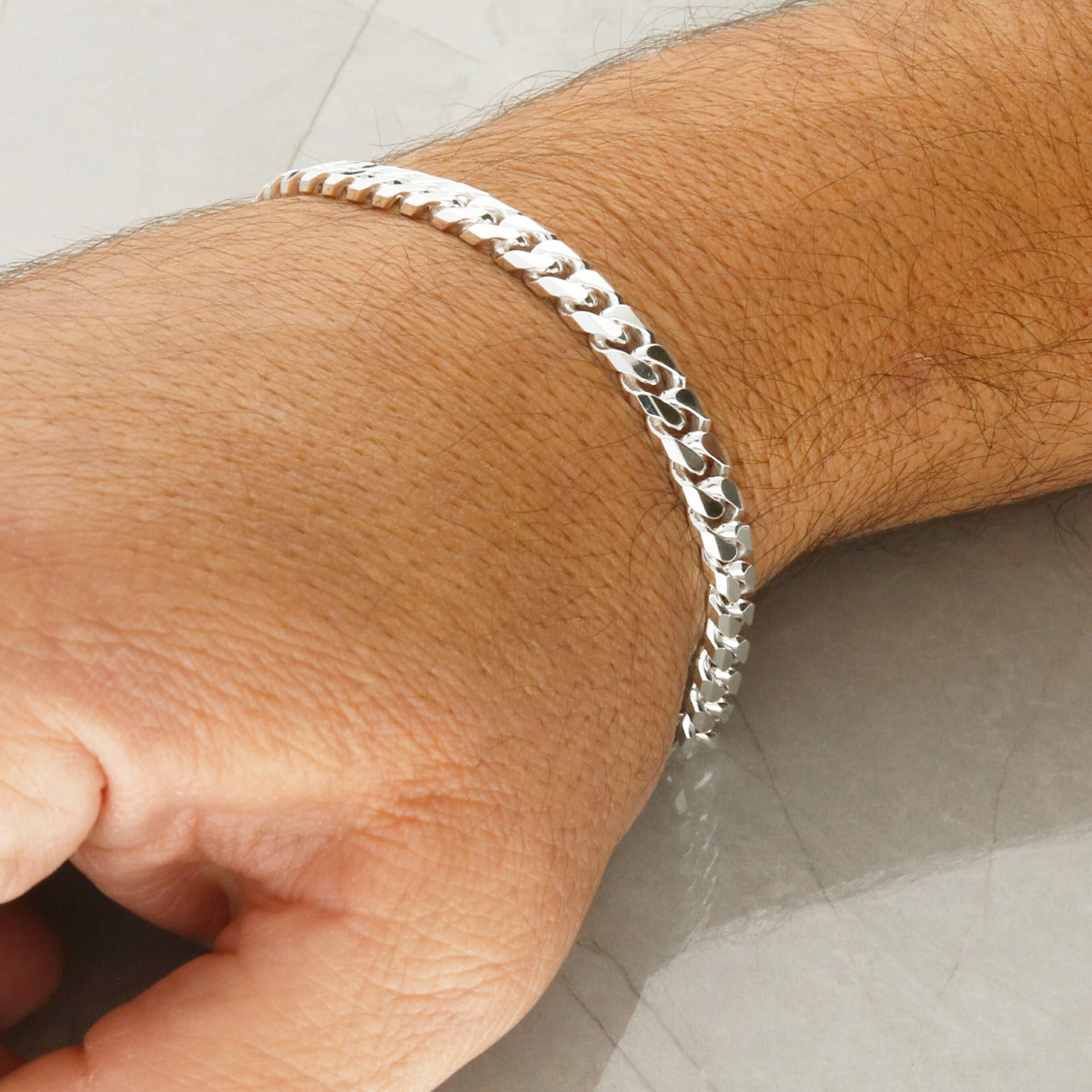 Sterling Silver Mens 6.2mm Curb Bracelet