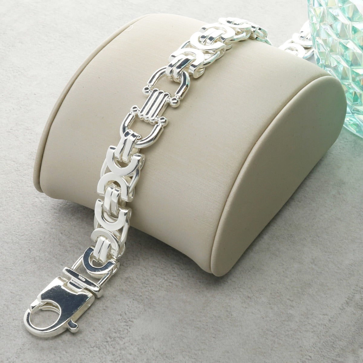 Sterling Silver 11mm Mens Byzantine Bracelet