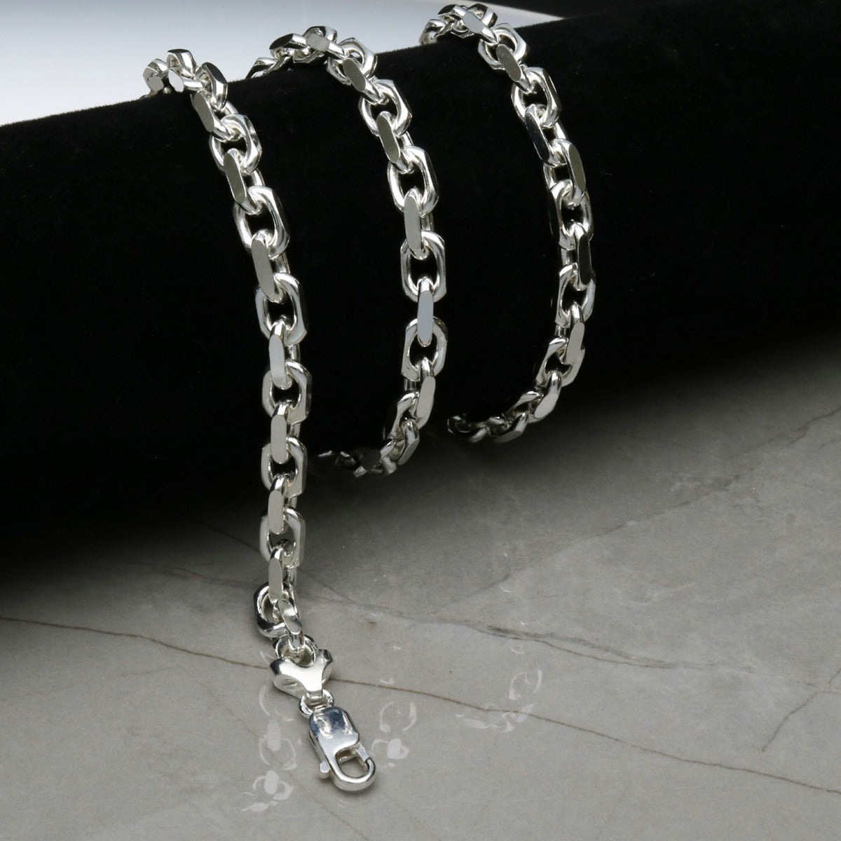 Sterling Silver 6mm Mens Diamond Cut Belcher Bracelet