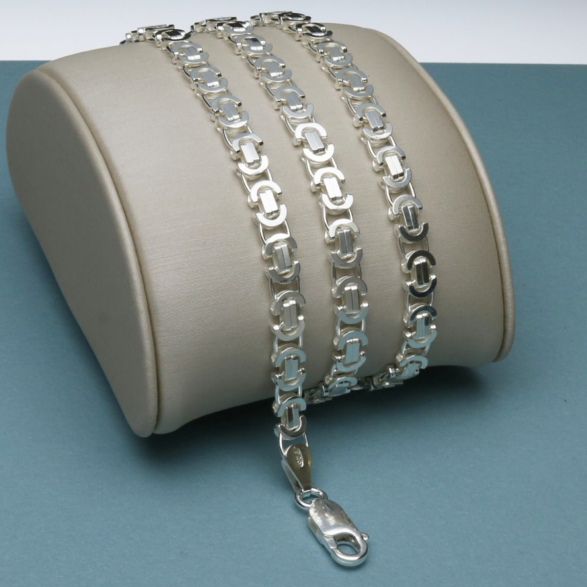 Sterling Silver Ladies 4mm Byzantine Fancy Bracelet - Love Silver Jewellery