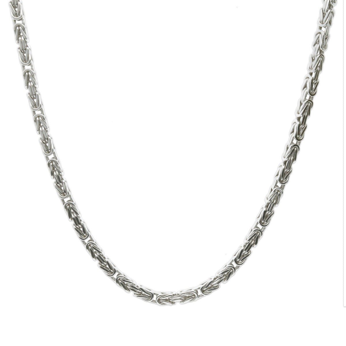 Sterling Silver 4mm Square Byzantine Fancy Chain - Love Silver Jewellery