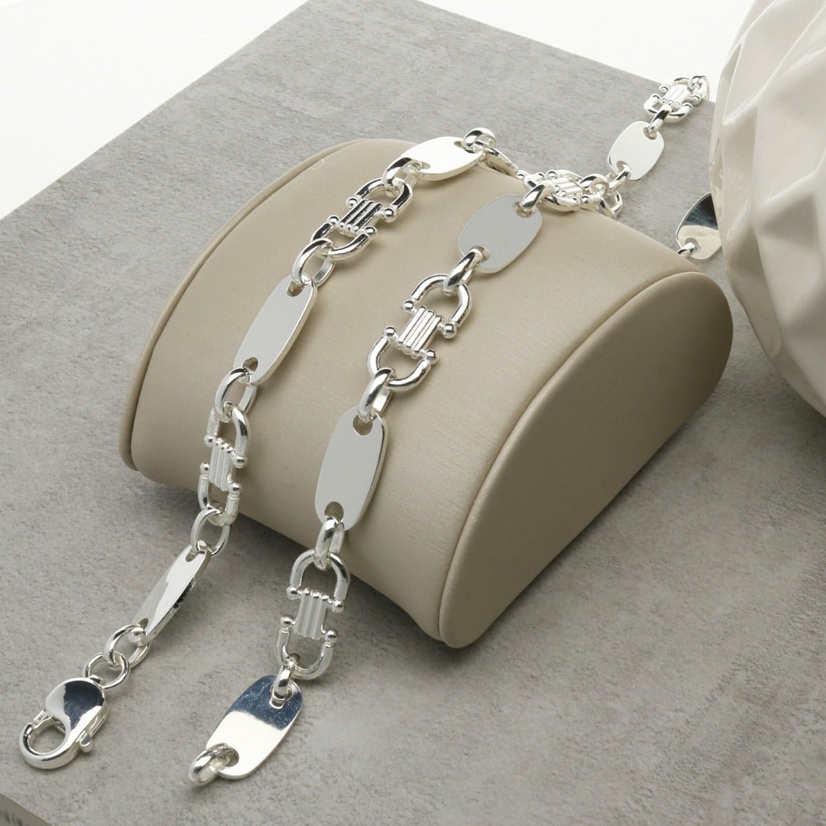 Sterling Silver 9mm Fancy Link & Plate Chain - Love Silver Jewellery