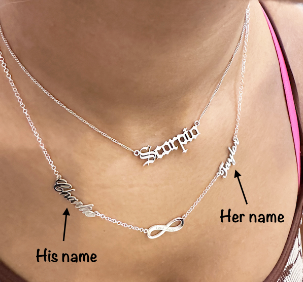 Sterling Silver Double Name Necklace With Infinity