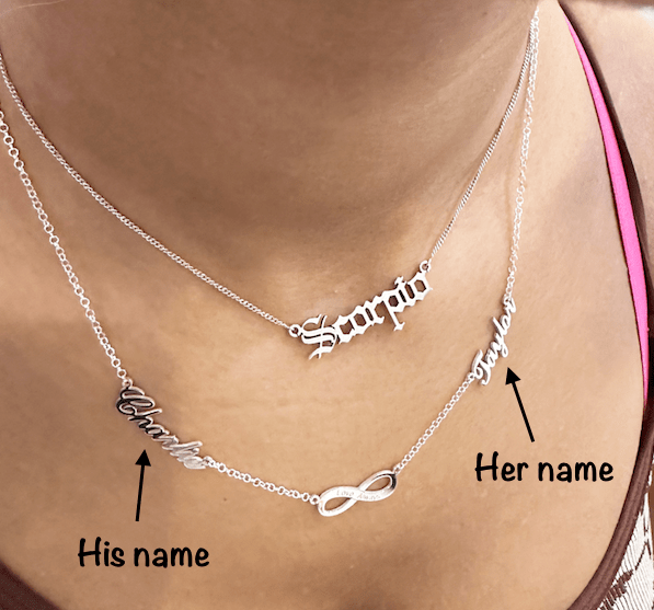 Sterling Silver Double Name Necklace With Infinity - Love Silver Jewellery