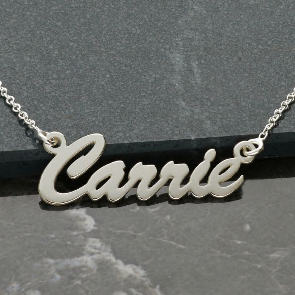 9ct White Gold Script Style Personalised Name Necklace - Love Silver Jewellery