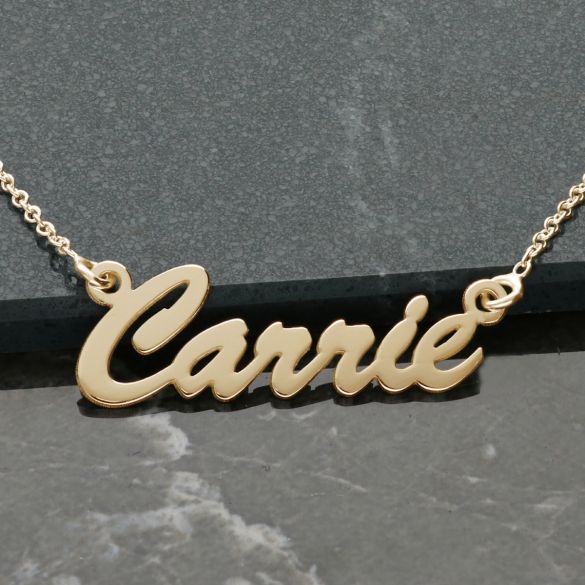 9ct Yellow Gold Script Style Personalised Name Necklace - Love Silver Jewellery