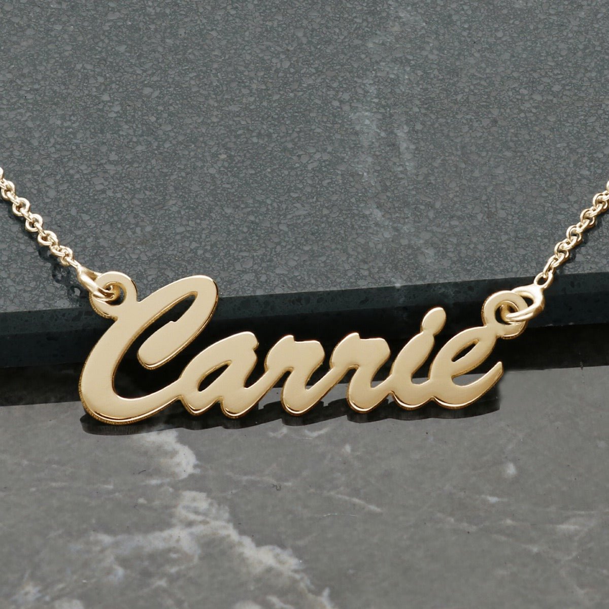 9ct Yellow Gold Plated Script Style Personalised Name Necklace - Love Silver Jewellery