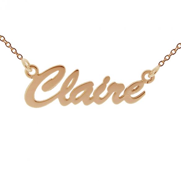 9ct Rose Gold Plated Script Style Personalised Name Necklace - Love Silver Jewellery