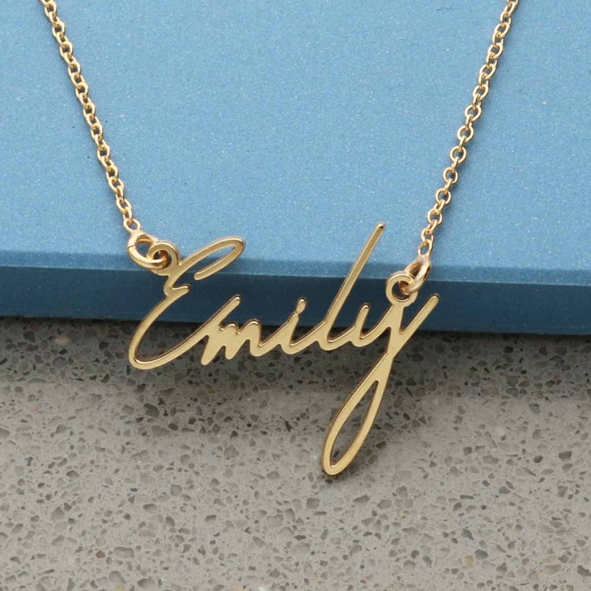 9ct Yellow Gold Plated Signature Style Name Necklace - Love Silver Jewellery