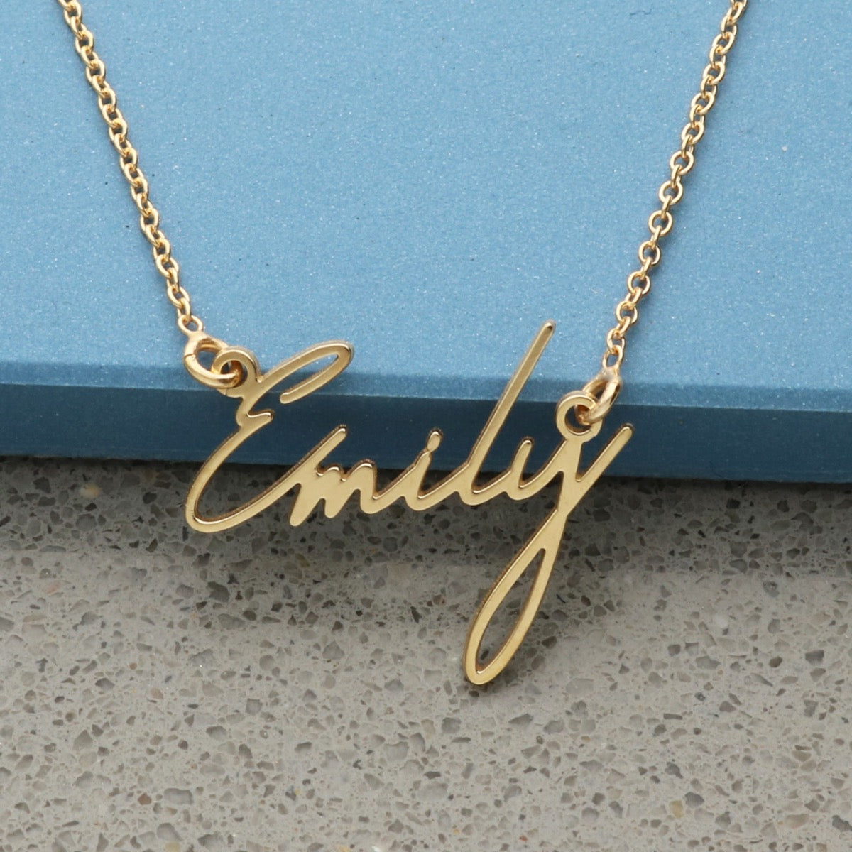 9ct Yellow Gold Signature Style Name Necklace - Love Silver Jewellery