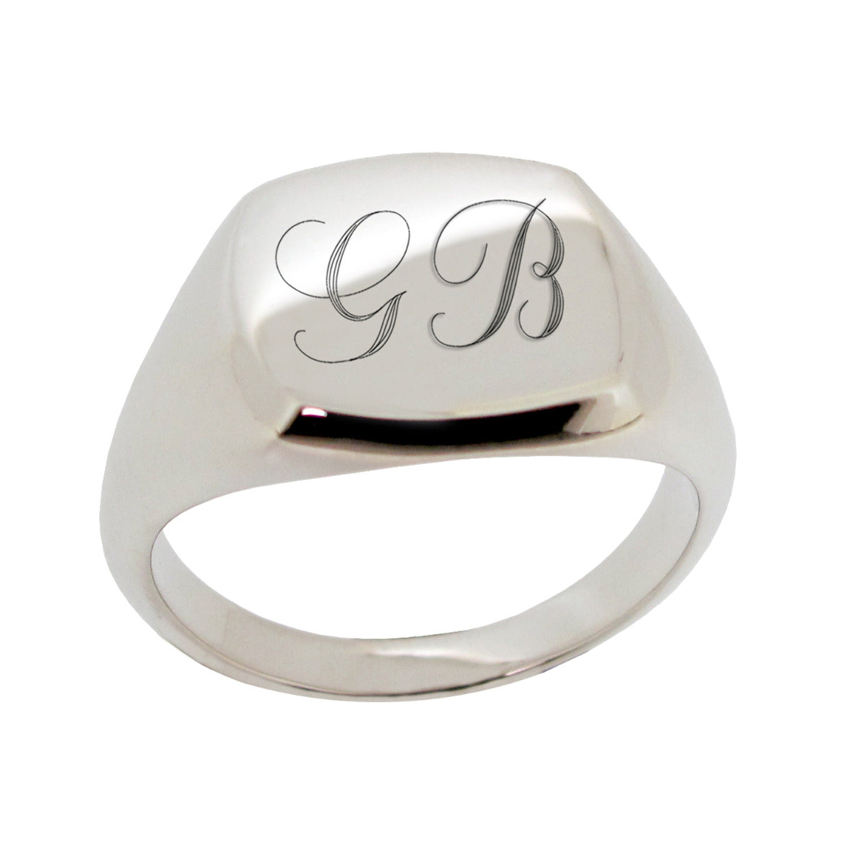 Sterling Silver Signet Ring with Engraved Initials
