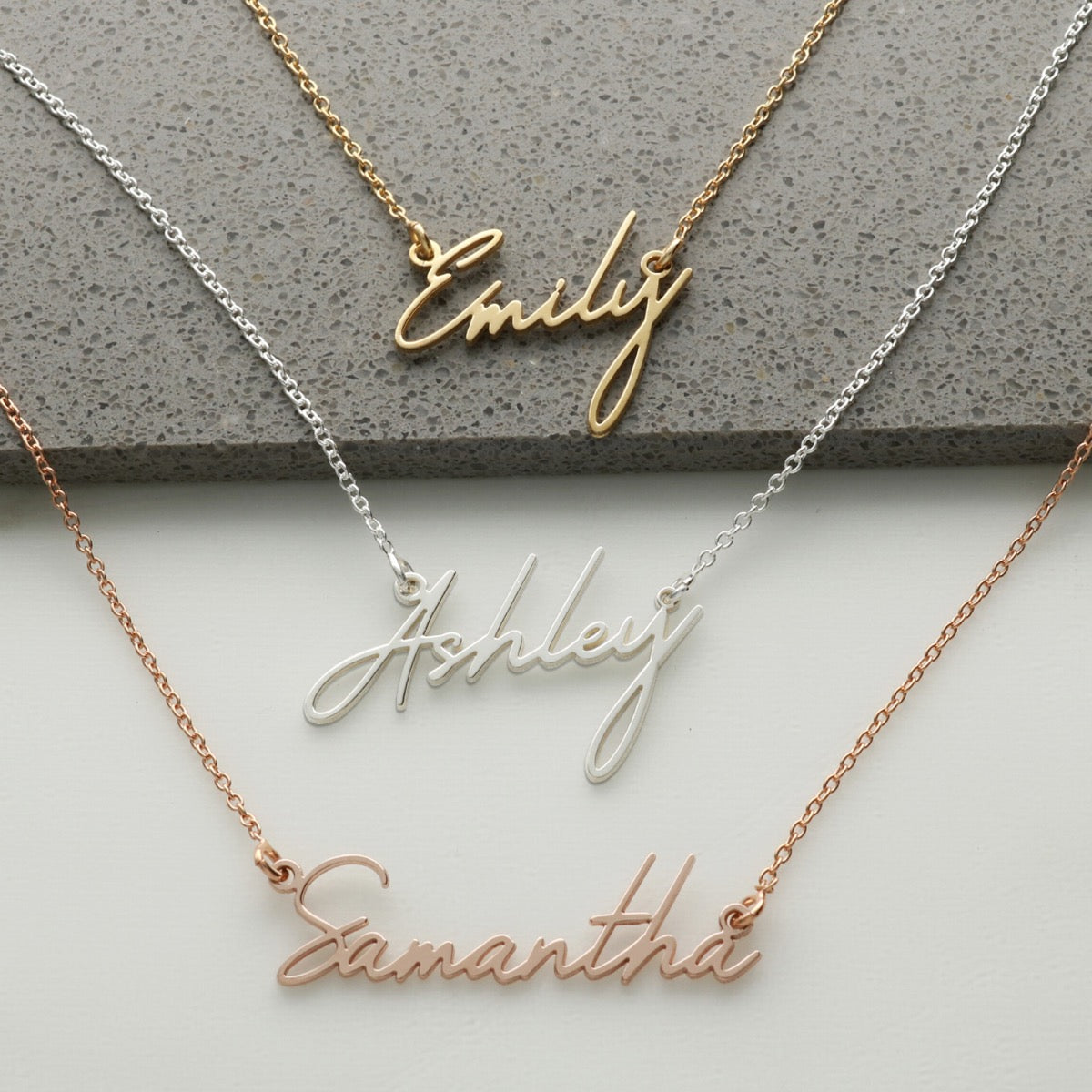 9ct Rose Gold Vermeil Signature Style Name Necklace