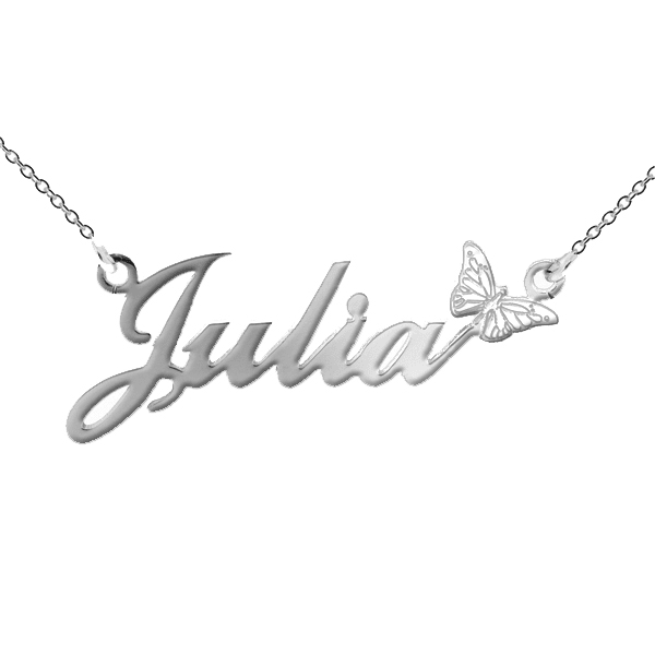 Sterling Silver Carrie Style Personalised Name Necklace with Butterfly - Love Silver Jewellery