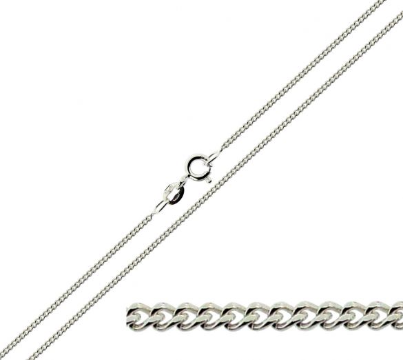 9ct White Gold 1.1mm Diamond Cut Curb Chain - Love Silver Jewellery