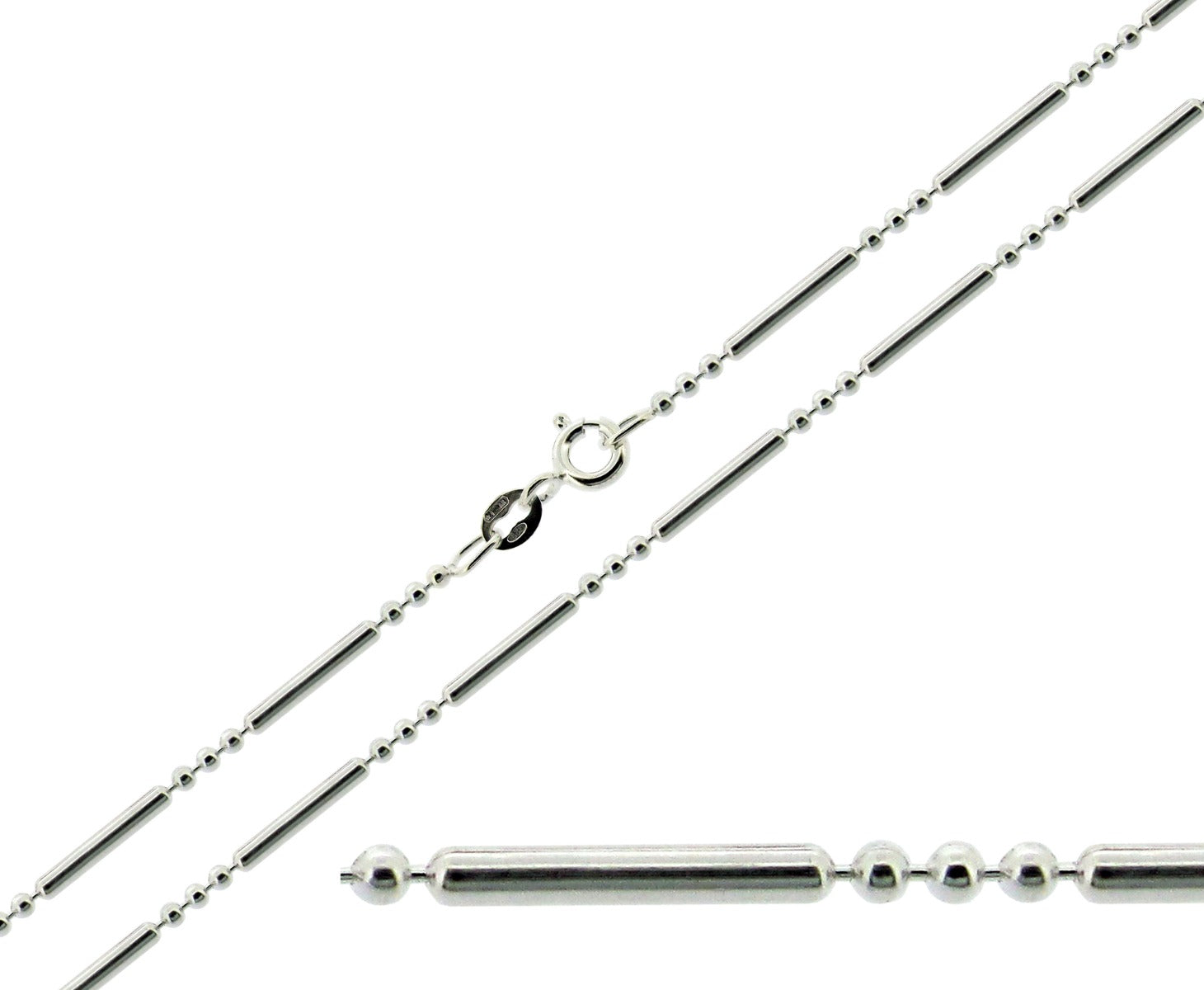 Sterling Silver 1.5mm Bead Bar Chain
