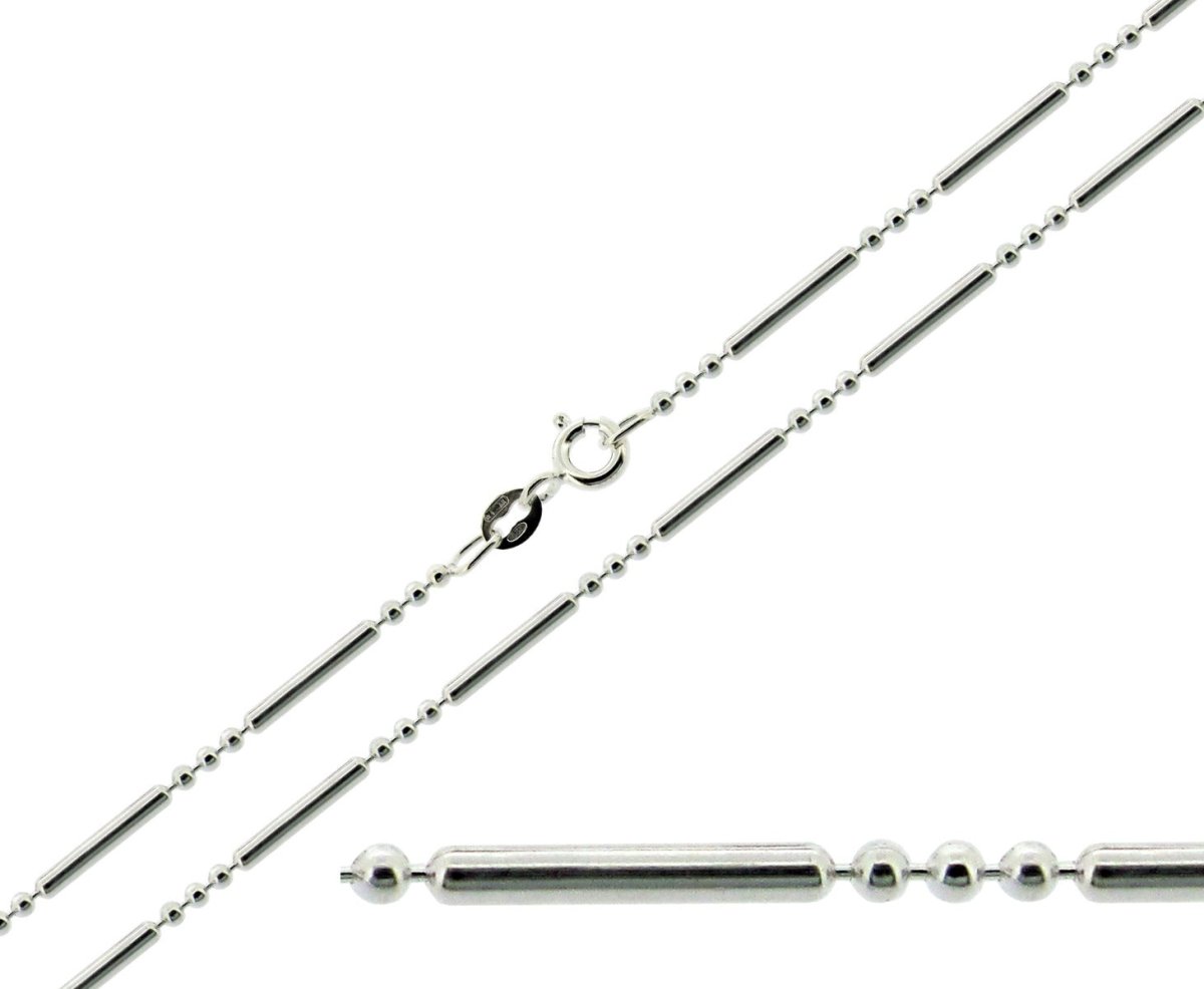Sterling Silver 1.5mm Bead Bar Chain - Love Silver Jewellery