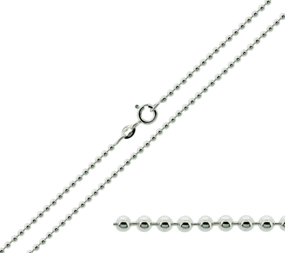 Sterling Silver 1.6mm Bead Ball Chain - Love Silver Jewellery