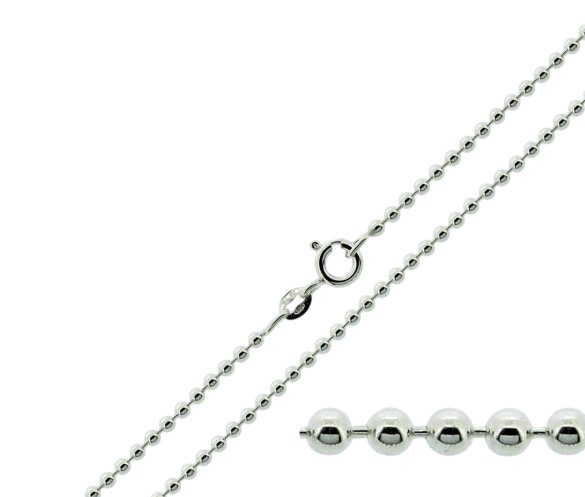 Sterling Silver 3mm Bead Ball Chain - Love Silver Jewellery