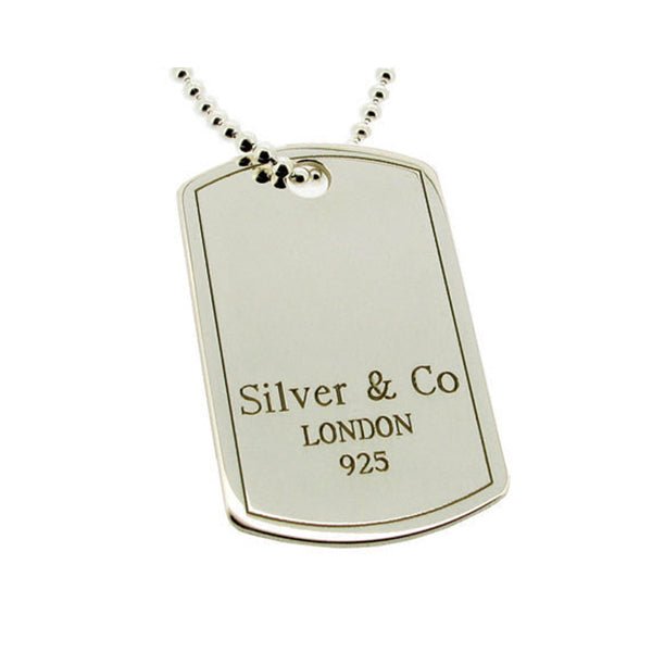 Sterling Silver & Co Large Dog Tag With Optional Engraving - Love Silver Jewellery